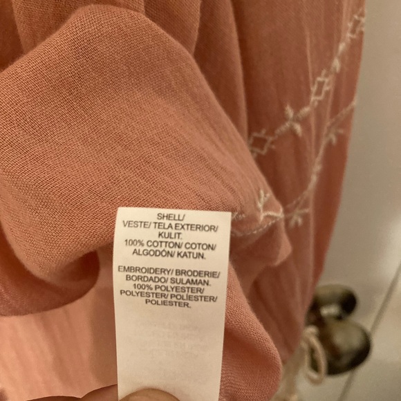 Lucky Brand Peach White Embroidered Long Sleeve Top - Picture 4 of 7